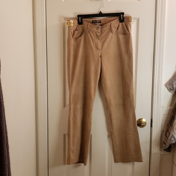 Dolce & Gabbana Tan Goatskin Pants Size 10